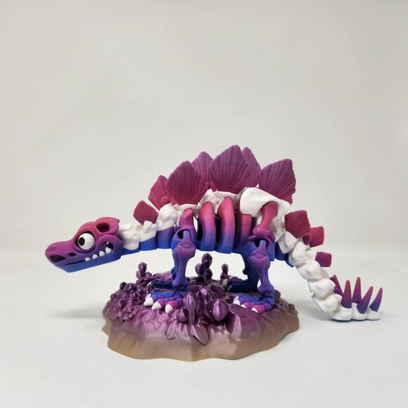 Stegosaurus Dinosaur Skeleton 3D Printed Articulated Flexi Factory Figure (m) - Picture 1 of 7